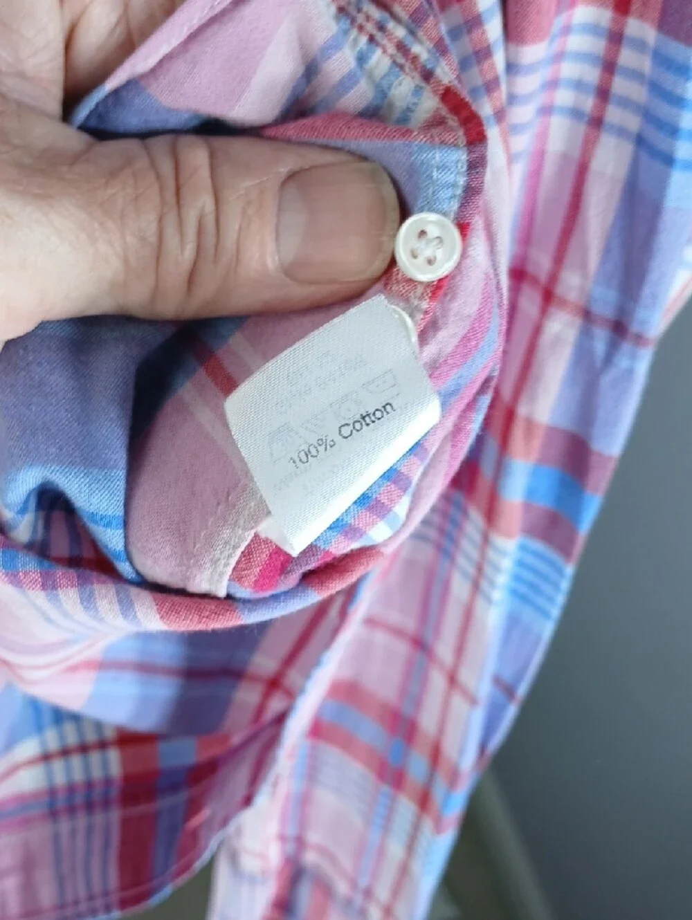 J. Crew Pink, Blue and Red Plaid Cotton Button-Up Shirt